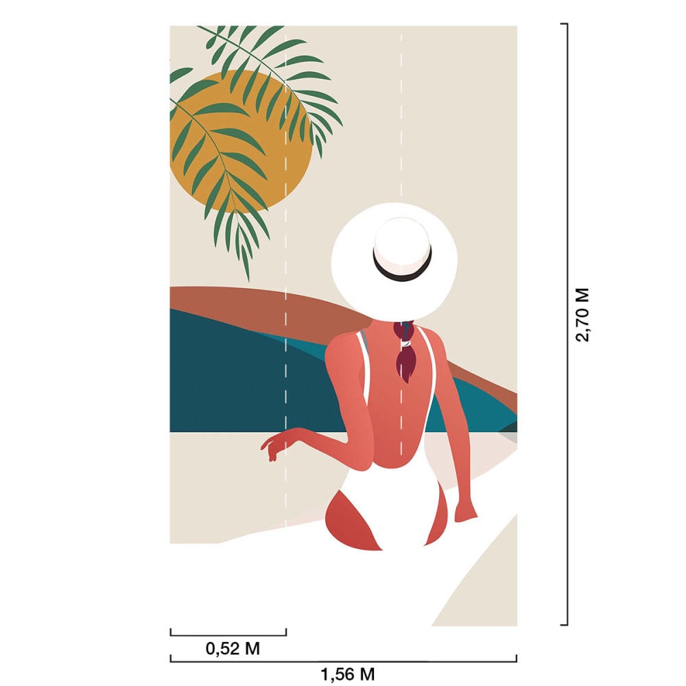 Papier peint papier fille plage 156x270 cm