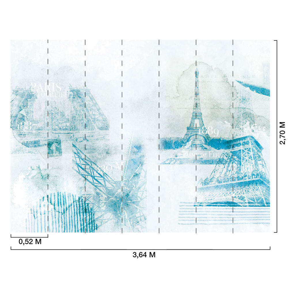 Papier peint  plan de la tour Eiffel  364x270 cm