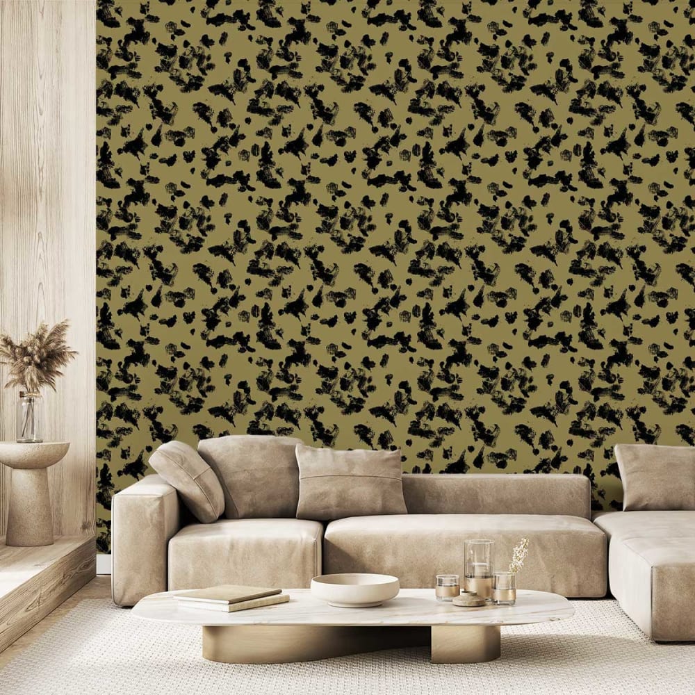 Hexoa Tapete Khaki Chic 156x270cm style landhaus Schwarz Vlies