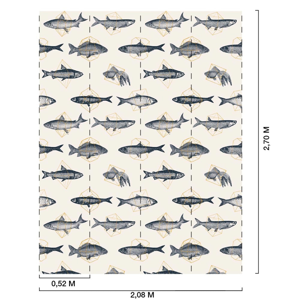 Papier peint poissons en géométrie 208x270 cm — vue 3