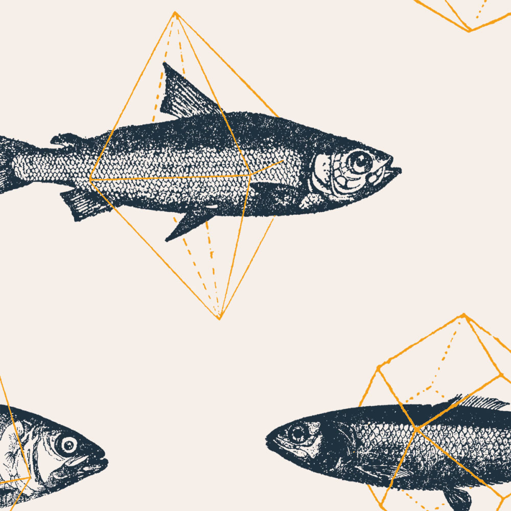 Papier peint poissons en géométrie 208x270 cm — vue 4