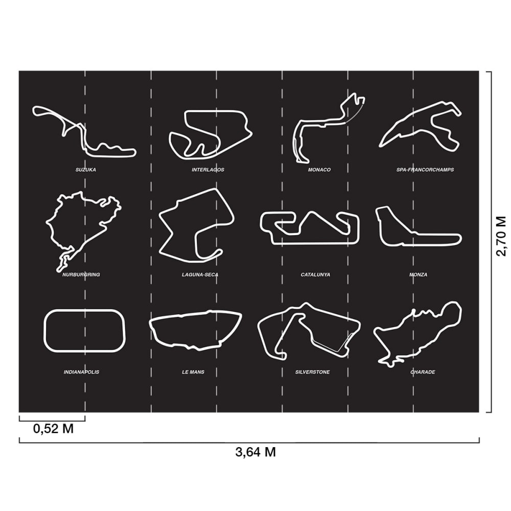 Papier peint circuits de f1 364x270 cm — vue 3