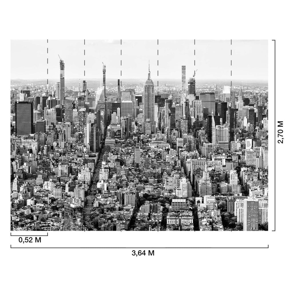 Papier peint vue sur New York n&b 364x270 cm