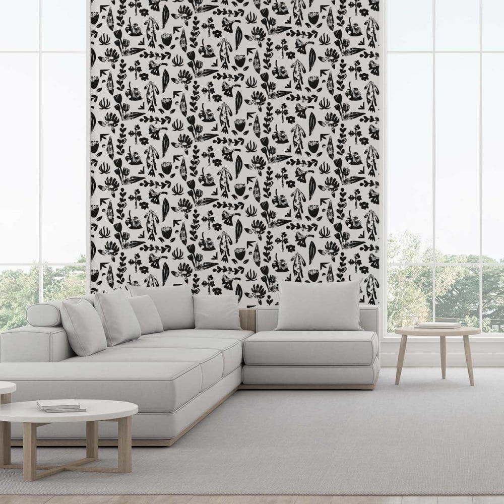 Papier peint fleur noire 156x270 cm