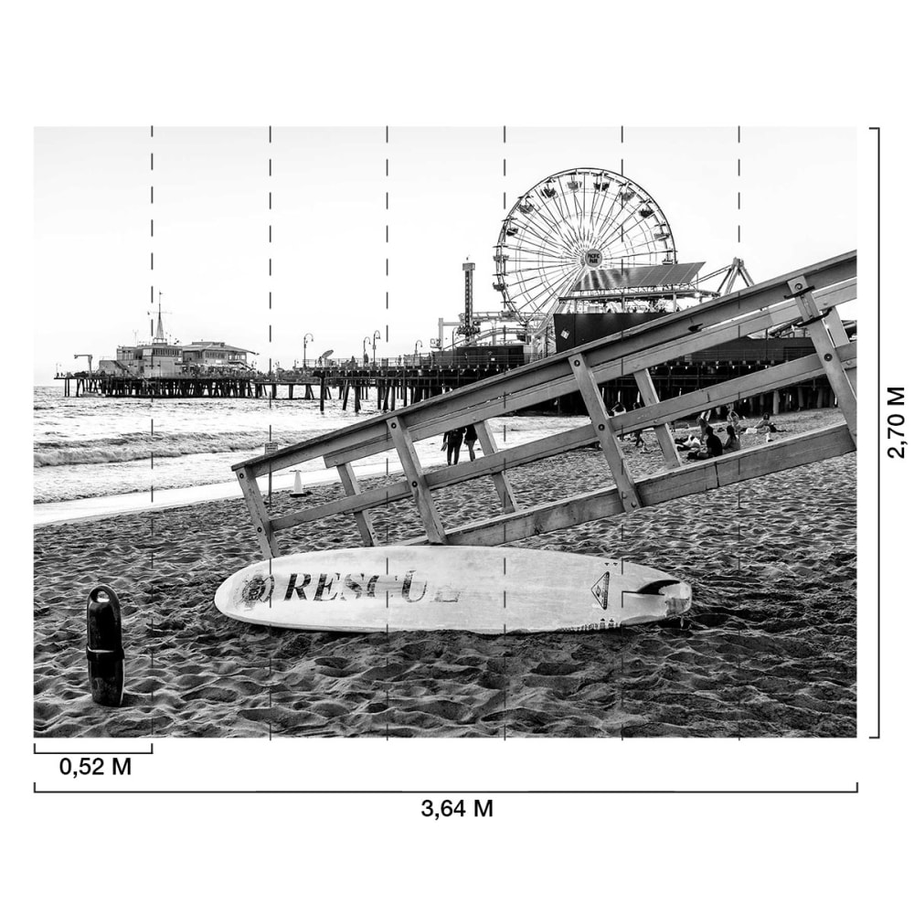 Papier peint noir california n&b 364x270 cm — vue 3