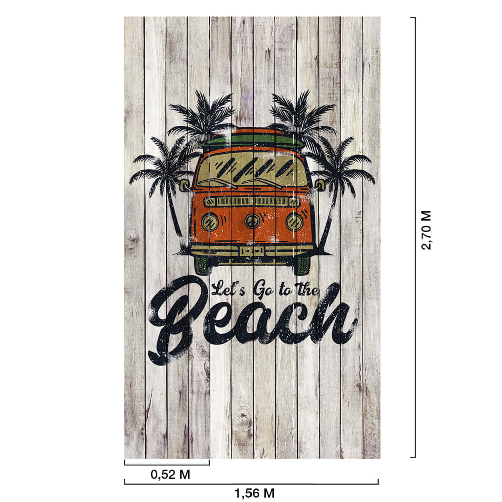 Papier peint camping car partons à la plage 156x270 cm