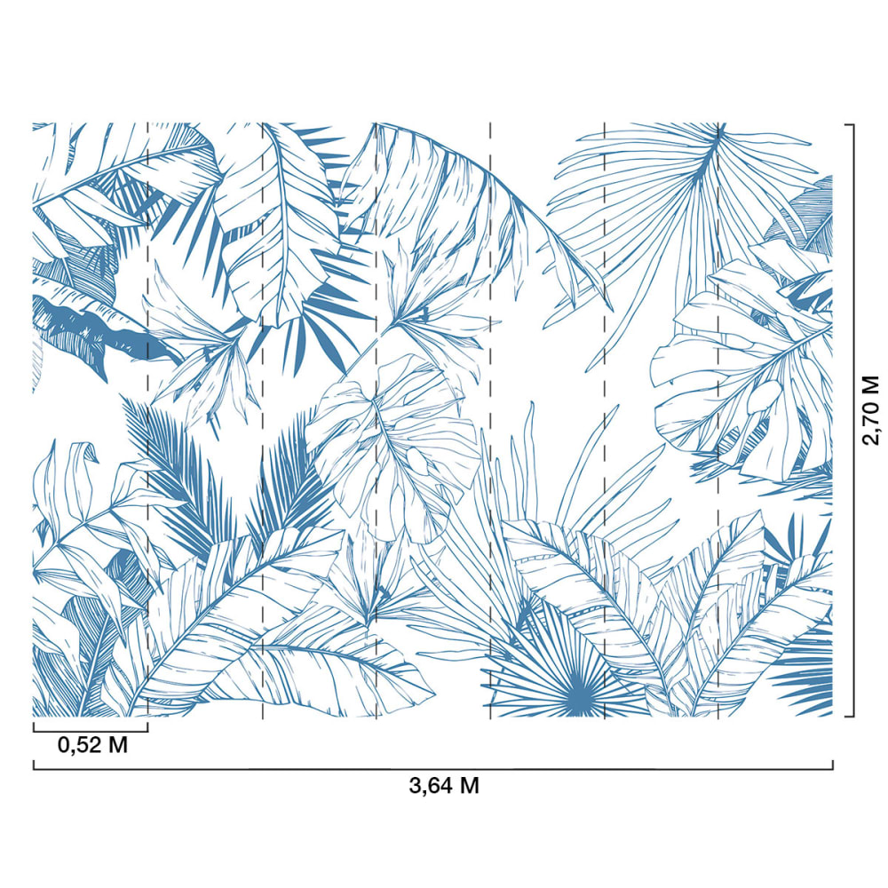 Papier peint feuilles tropicales bleues 364x270 cm — vue 3