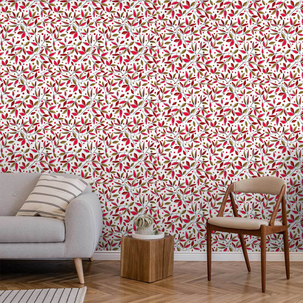 Hexoa Papier peint tilleul prune 52x1000 cm style campagne Vert Intissé