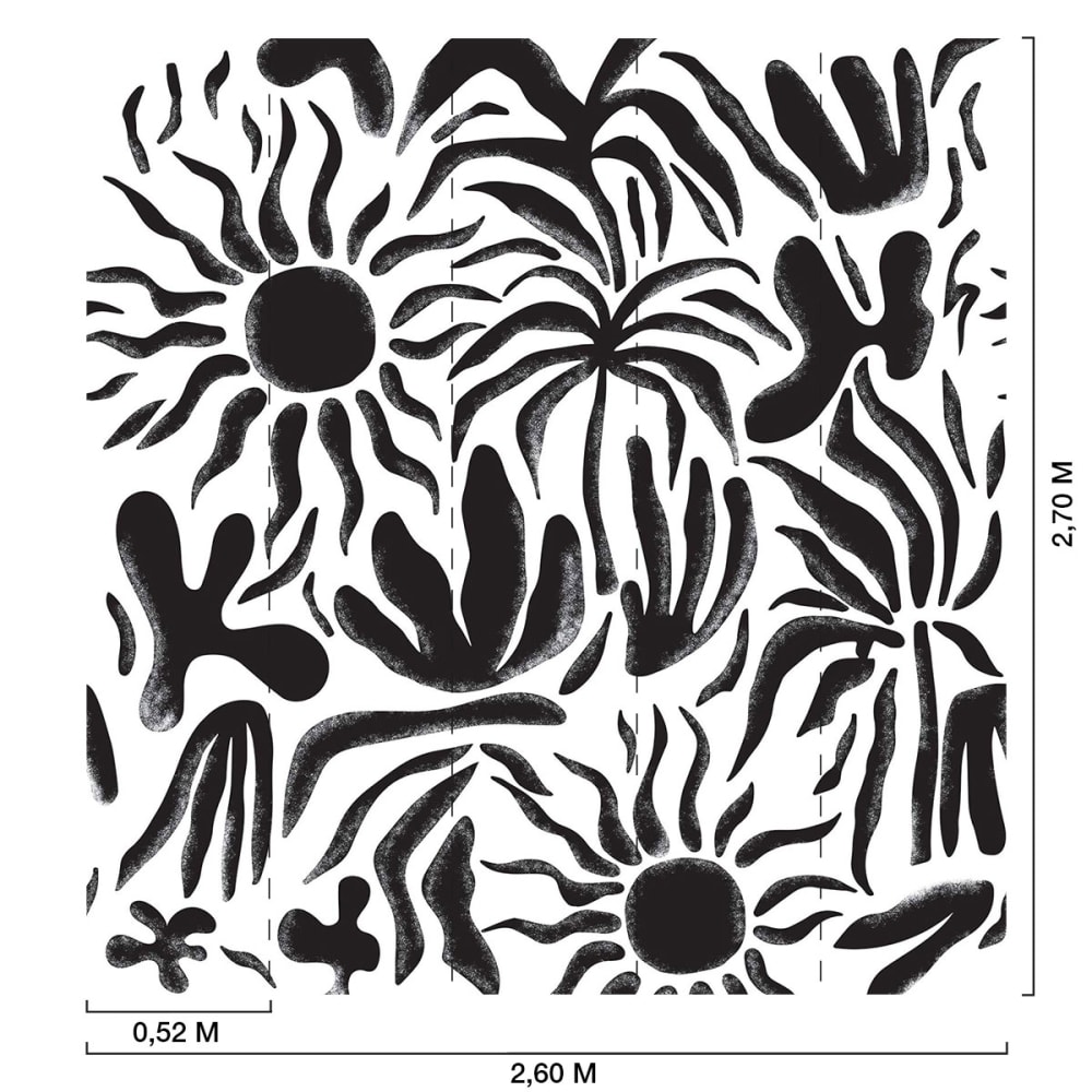 Papier peint plantes et soleil en n&b 260x270 cm — vue 3