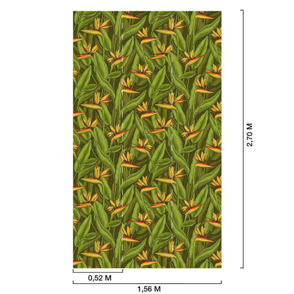 Papier peint strelitzia vert 156x270 cm — vue 3