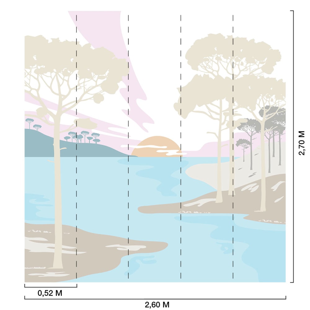 Papier peint lac et pinède 260x270 cm — vue 3
