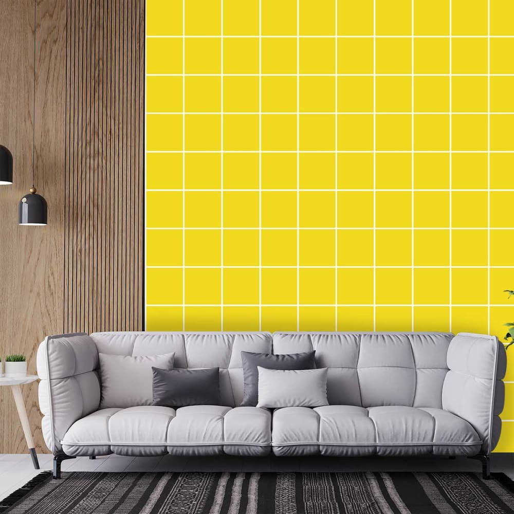 Papier peint carreaux - jaune