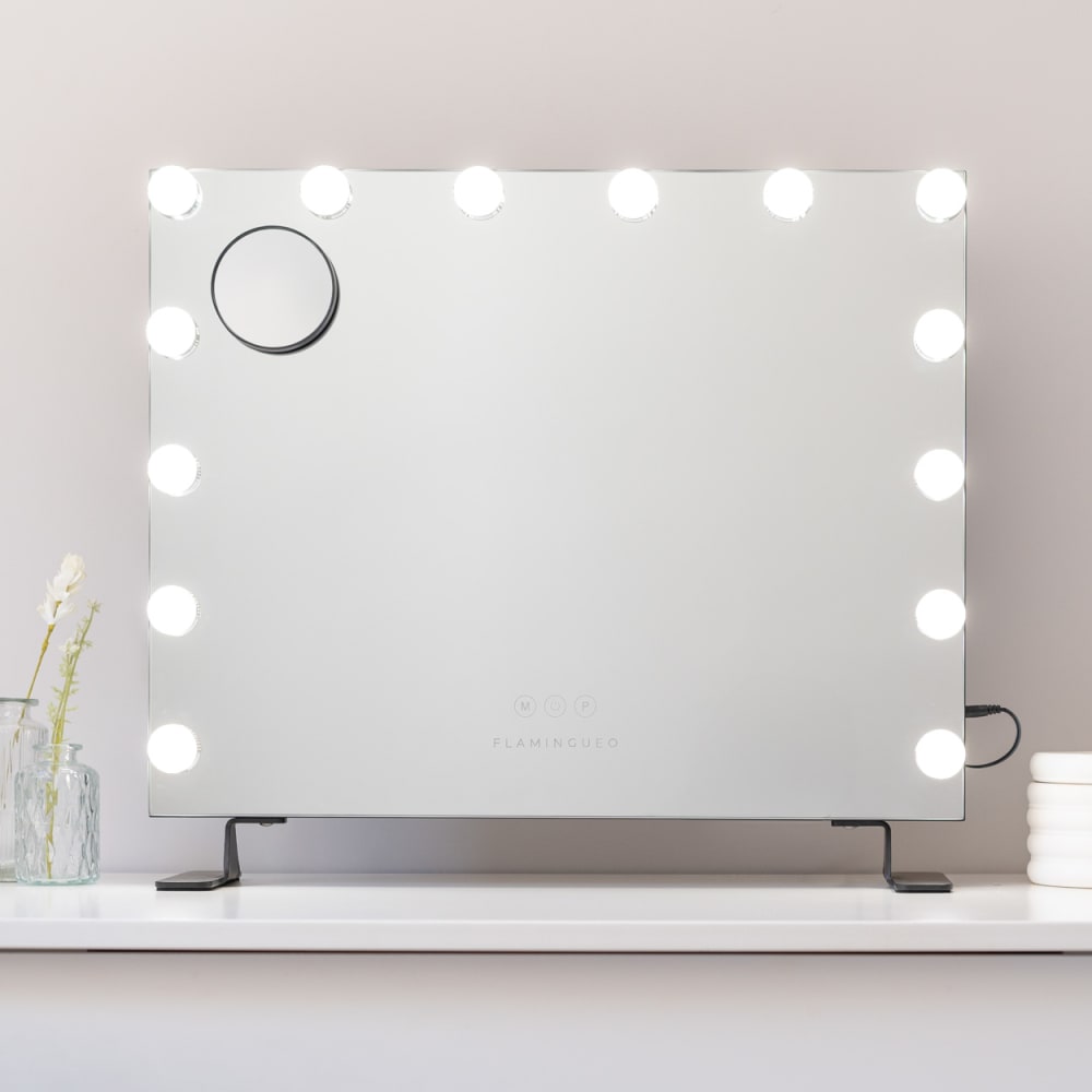 Miroir maquillage lumineux 14 led métal 58x51x15cm noir - Maisons du Monde