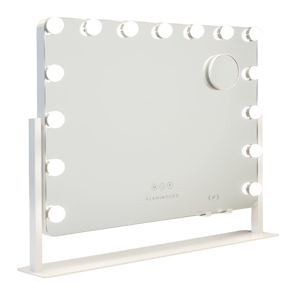 Miroir Lumineux 15 LED Réglable Métal 58x53,5x12cm Blanc