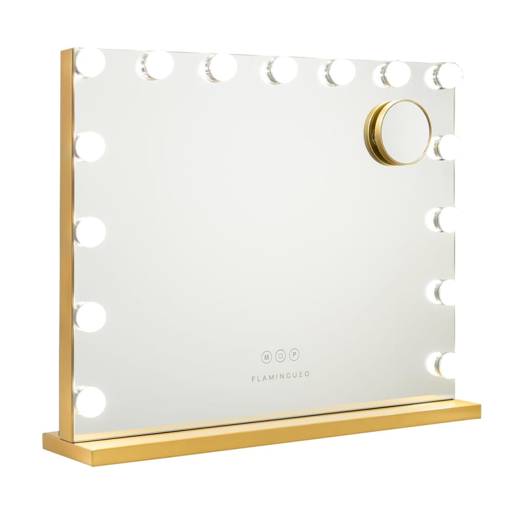 Miroir Maquillage Lumineux 15 LED Métal 58x46x12cm Or