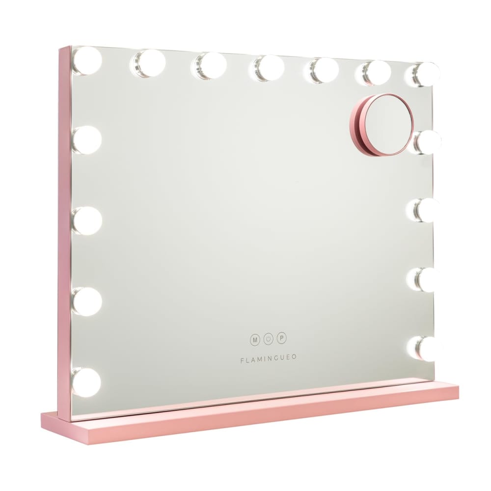 Miroir Maquillage Lumineux 15 LED Métal 58x46x12cm Rose
