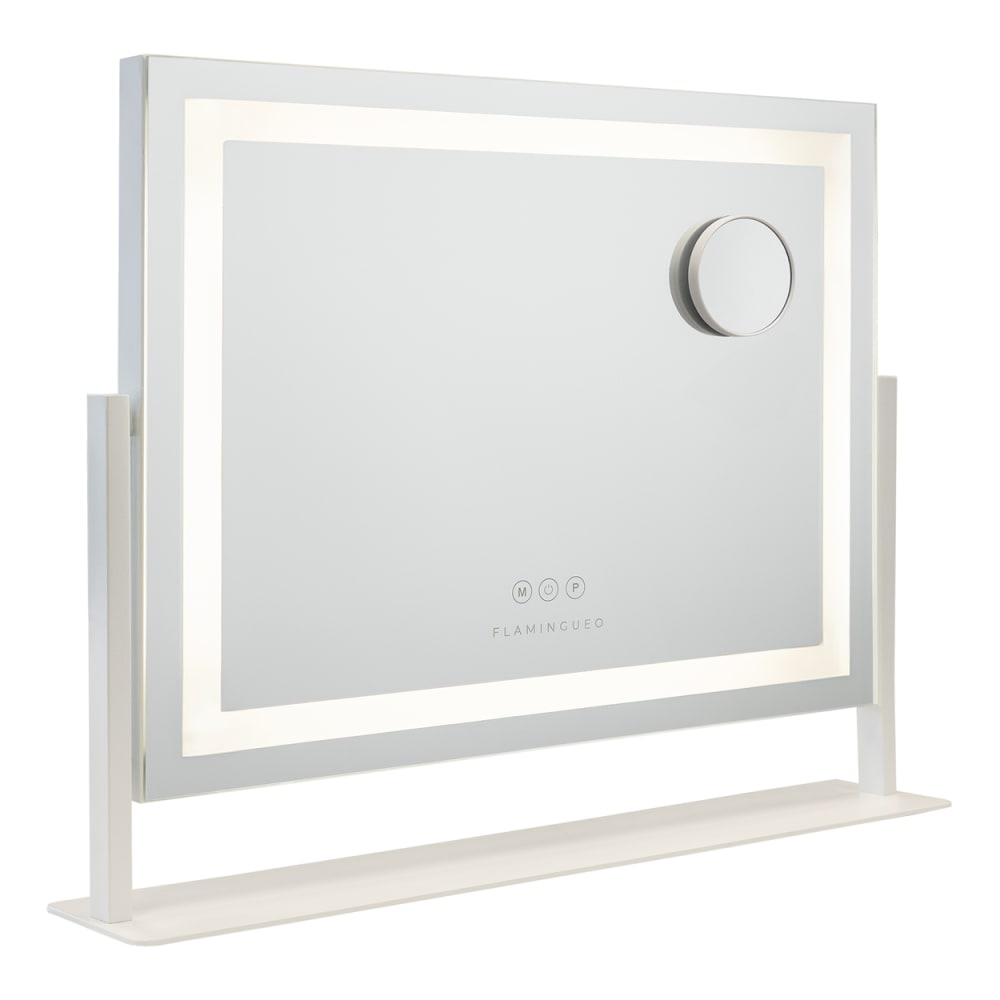 Flamingueo Spiegel mit LED Streifen, dimmbar, aus Metall 58x54x12cm Weiß Weiß Metall