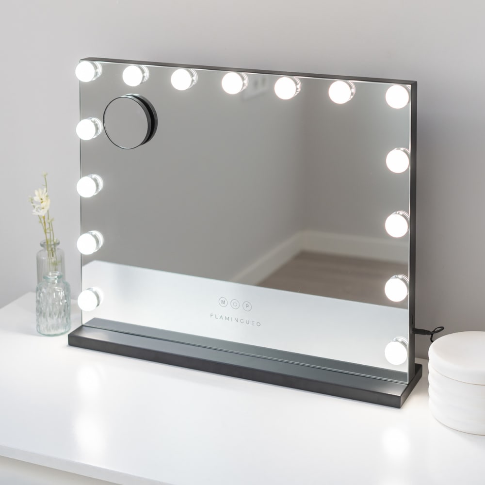 Miroir Maquillage Lumineux 15 LED Métal 58x46x12cm Noir - Maisons du Monde