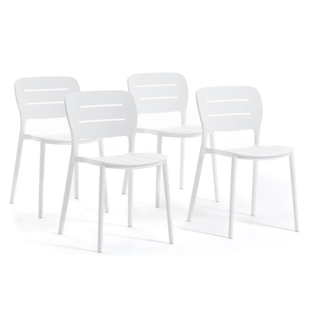 Lot de 4 chaises empilables en polypropylène blanches