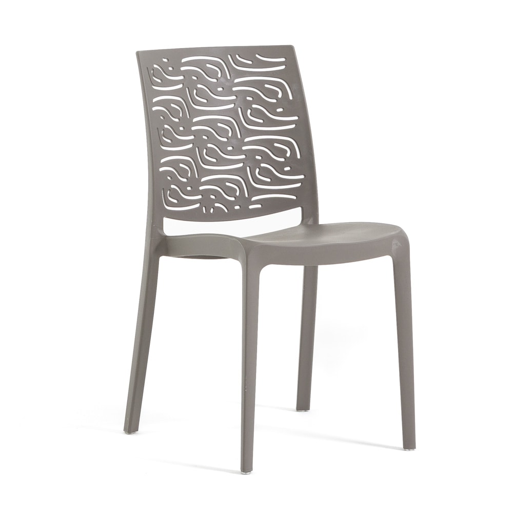 Lot de 4 chaises taupe en polypropylène renforcé de fibre de verre