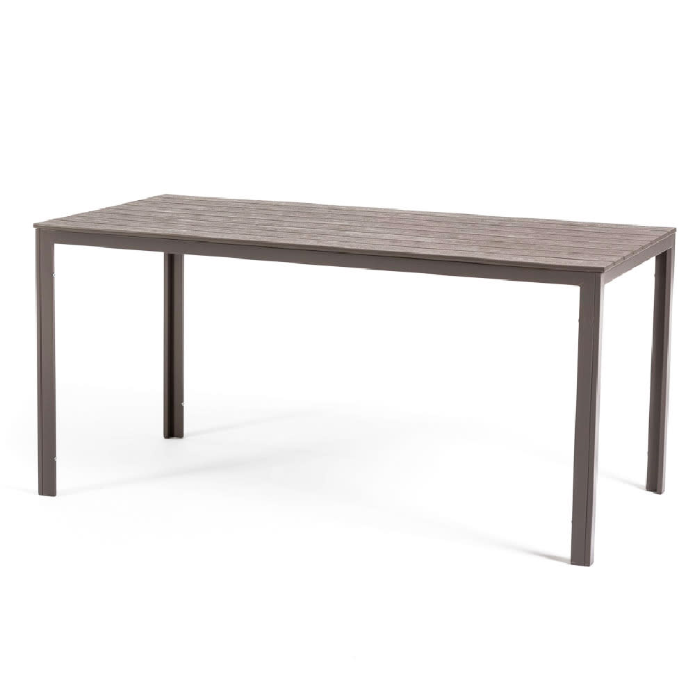 Set mit 156x78 cm Tisch und 6 Stühlen mit Armlehnen Taupe -