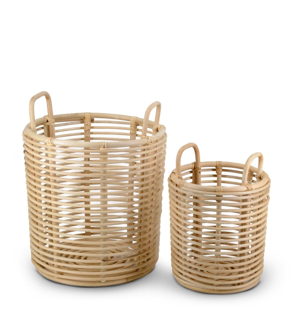 MOYCOR 2er Set Körbe aus Rattan, D. 40 cm, beige - Rattan