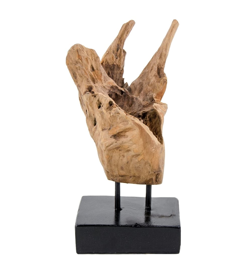 Figure abstraite en teck beige