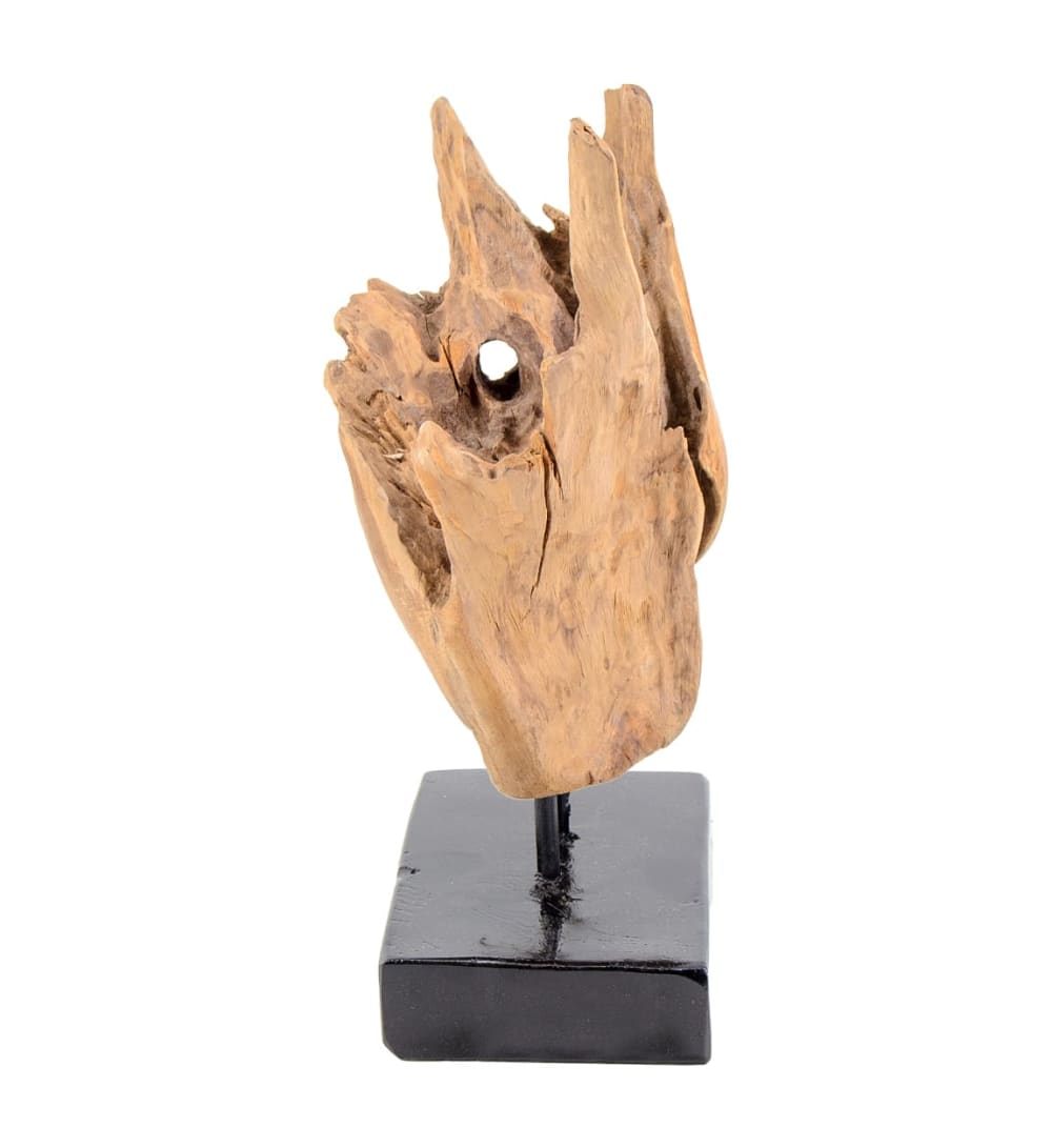 Figure abstraite en teck beige — vue 3