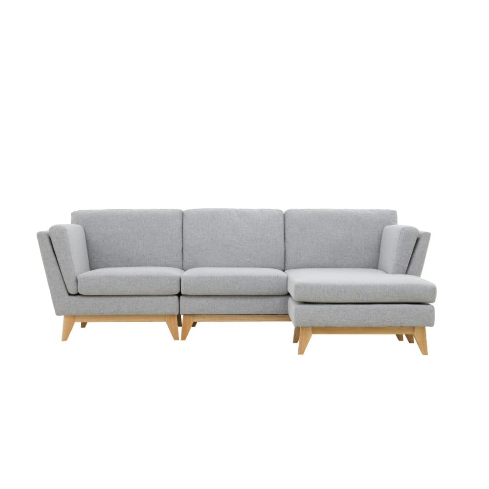 Canapé d'angle réversible 4 places en tissu gris clair