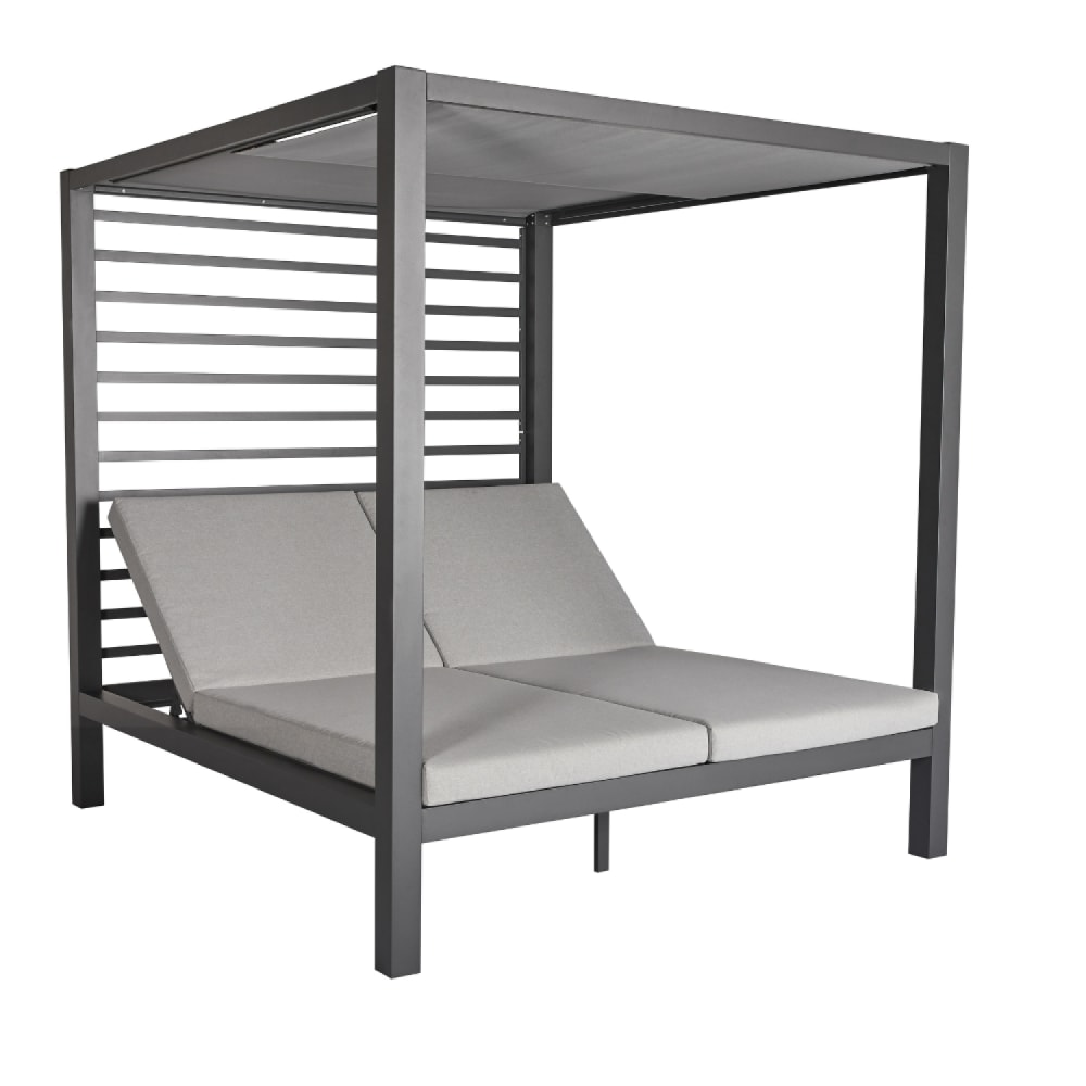 Lit de jardin 2 places - aluminium gris