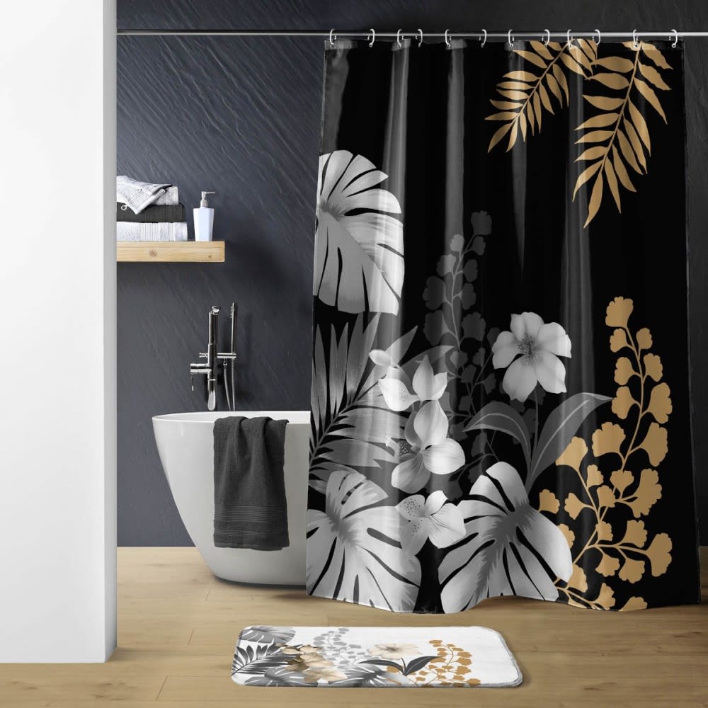 Rideau de douche [ ]polyester[ ]noir[ ]180x200cm - Maisons du Monde