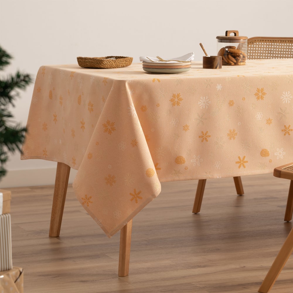 Gamusi Jacquard Weihnachtstischdecke aus Baumwolle, Orange Gold 140x300 cm style classic chic orange Baumwolle