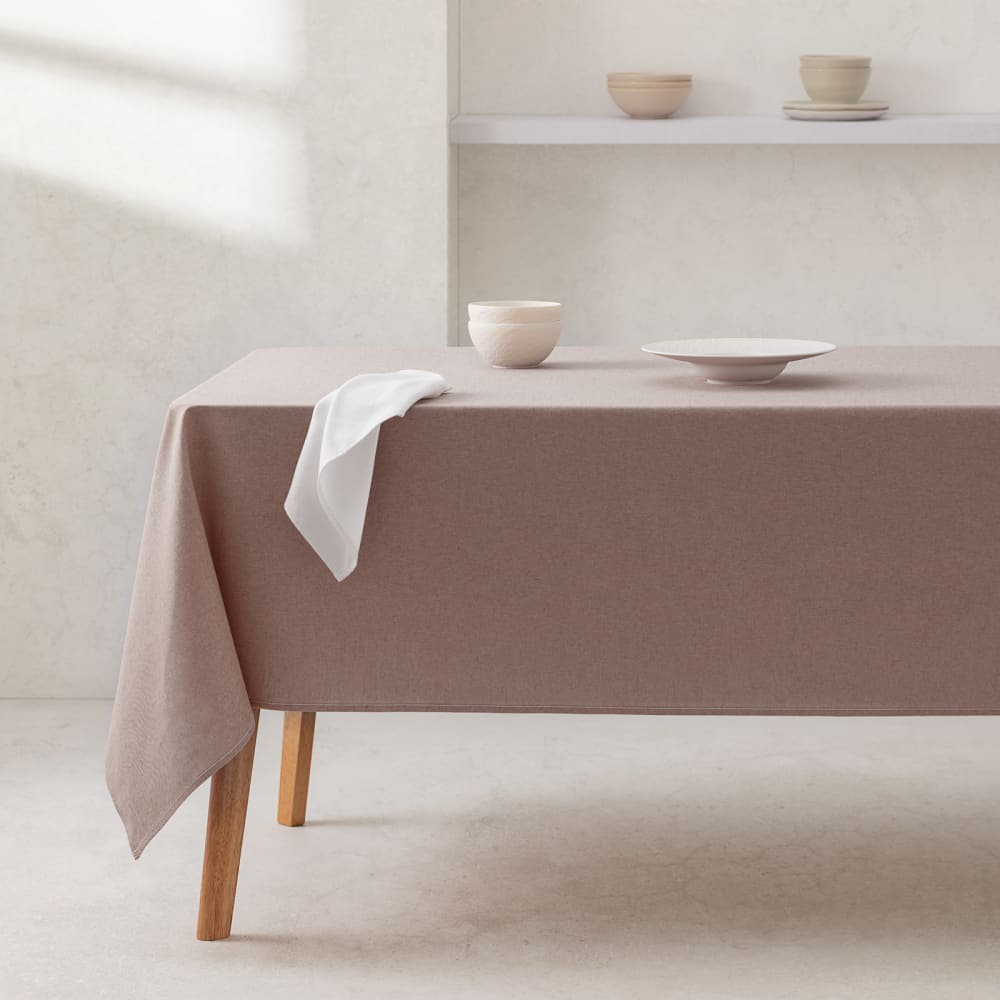Tischdecke aus 100% Bio-Baumwolle, Taupe 140x140 cm - Maisons Du