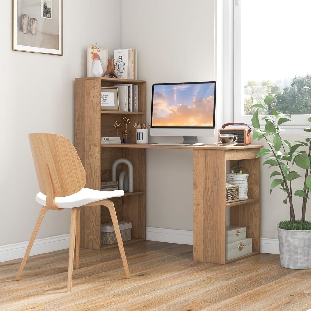 Bureau d'ordinateur réversible ergonomique naturel 122x 56 x 122 cm