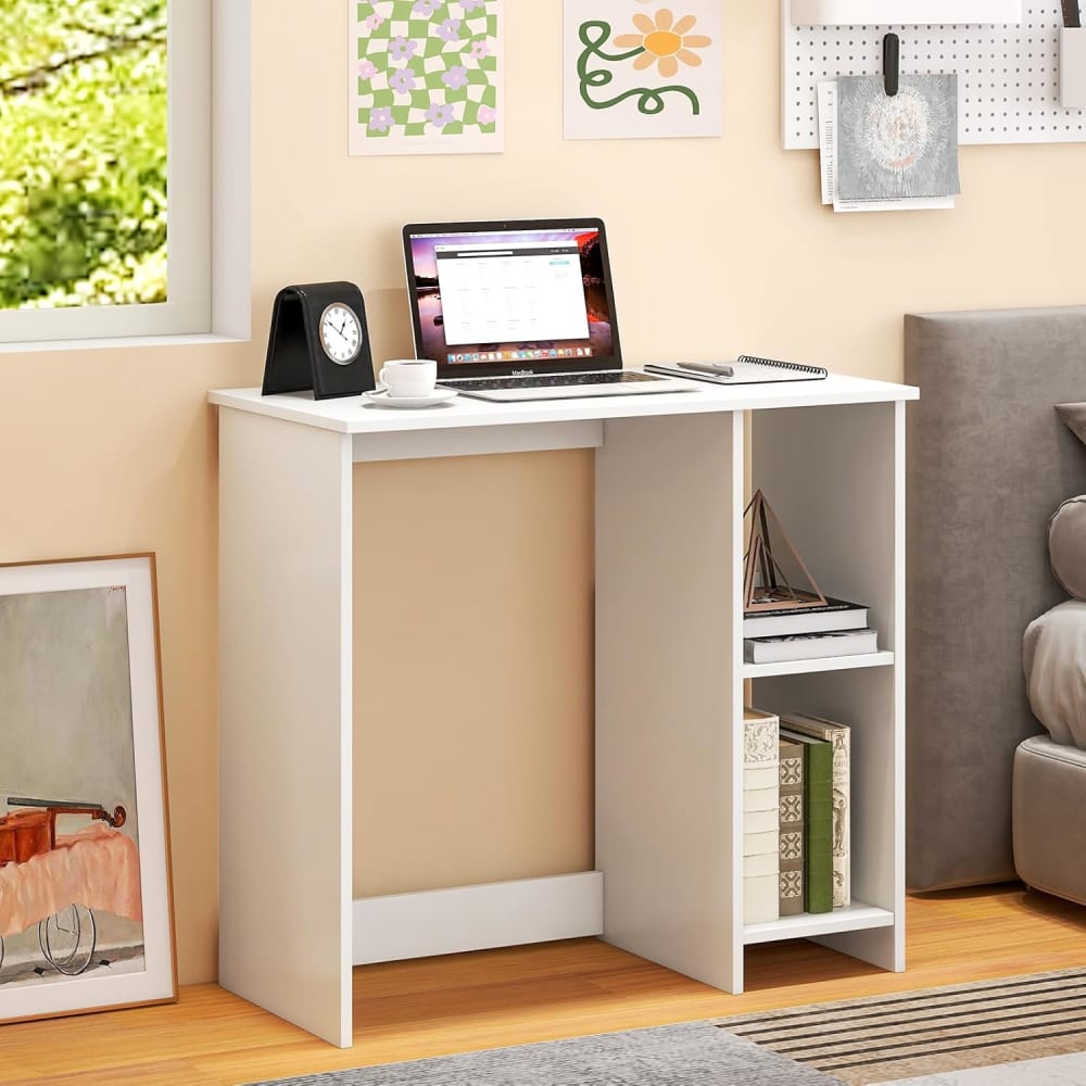 Bureau d'ordinateur avec 2 compartiments blanc 40 x 80 x74 cm - Maisons du Monde