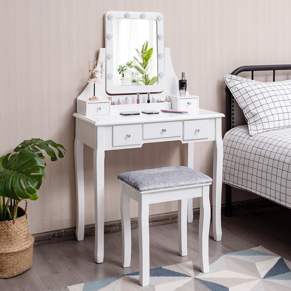 Table de maquillage en bois boîte de rangement blanc 40x 80x 135,5cm