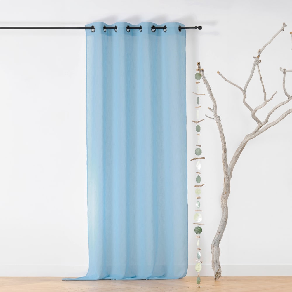 Linder Voilage à oeillets en tissu recyclé polyester bleu 135x260 cm style contemporain - Pes - Polyester