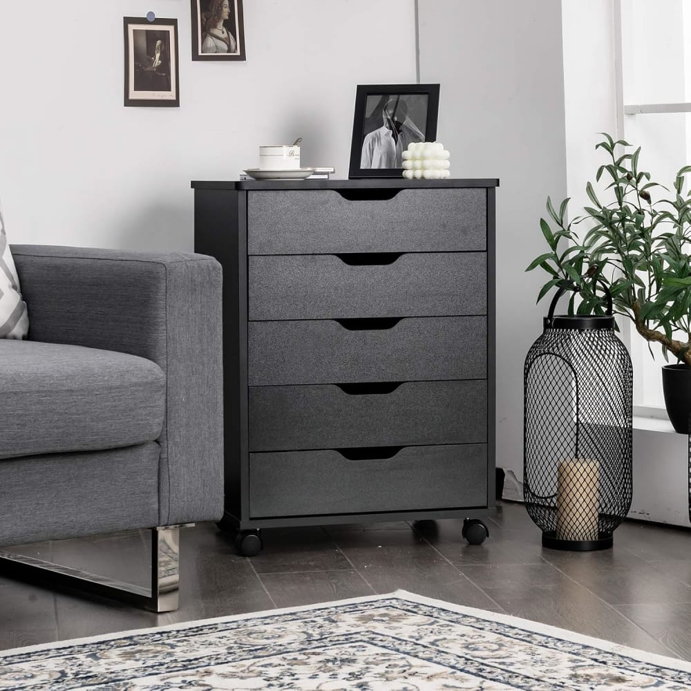 Caisson de bureau à roulettes noir 50x42x67cm - Maisons du Monde