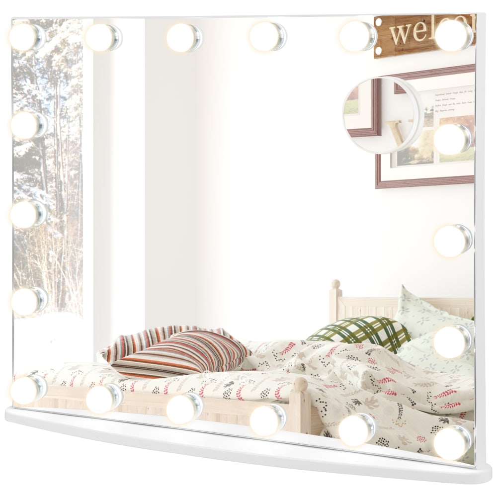 Miroir de coiffeuse 3 modes d'éclairage verre blanche 65x14x52,5cm — vue 3