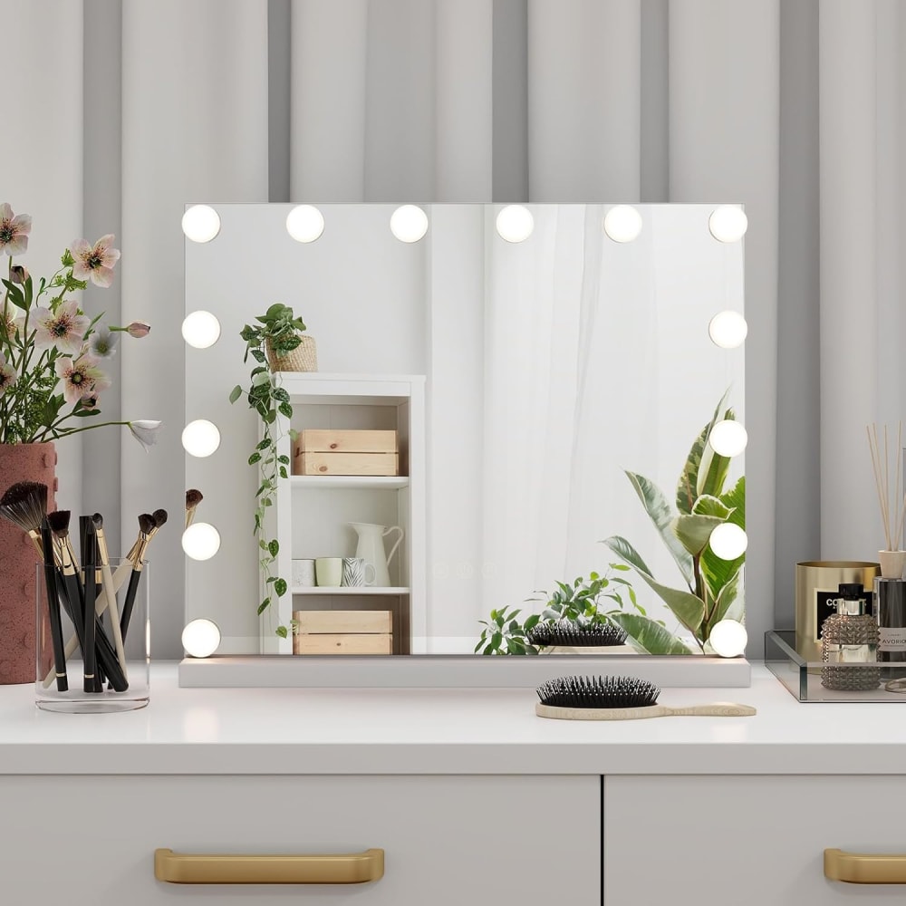 Miroir de maquillage hollywood avec éclairage blanc 50 x 12 x 43 cm - Maisons du Monde