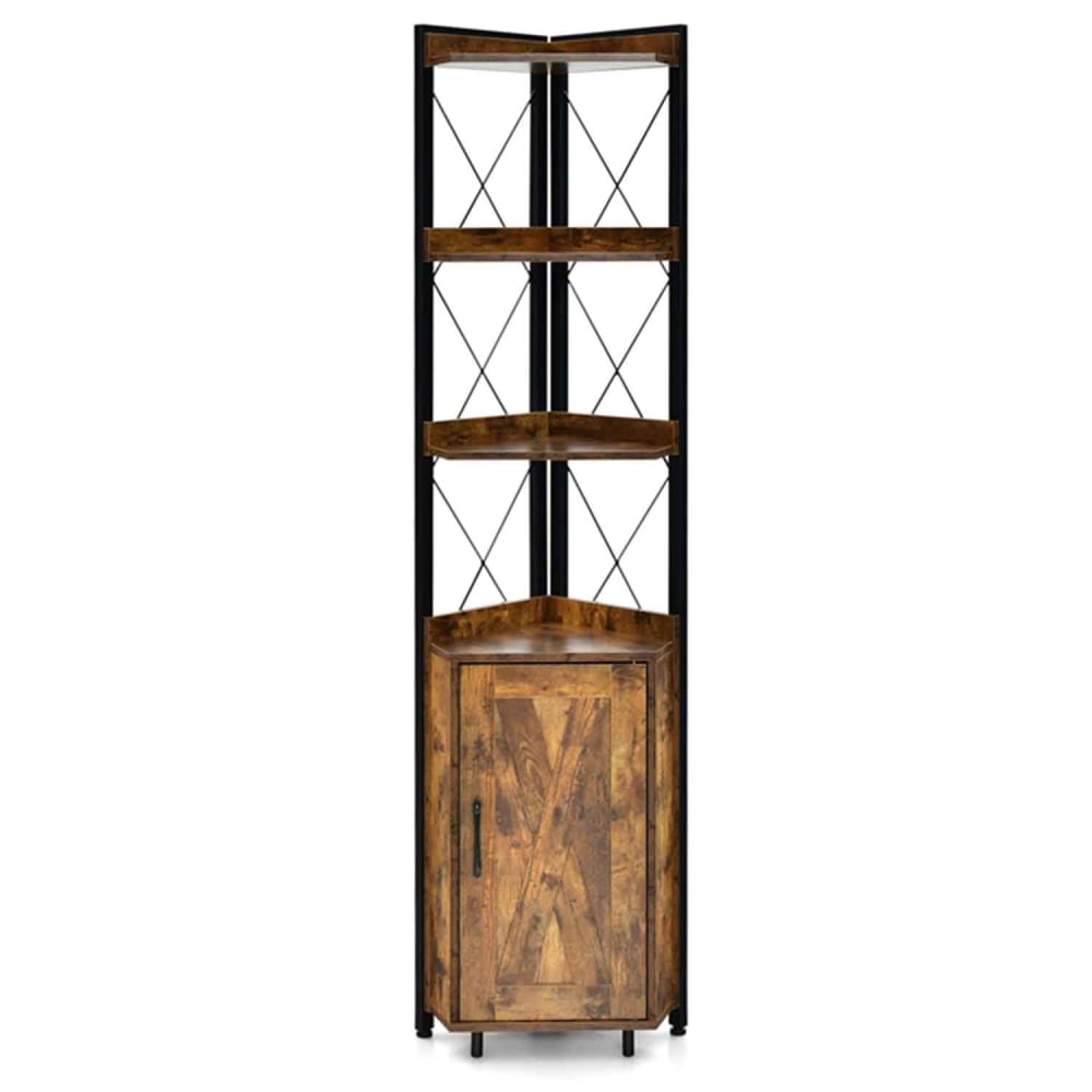 Étagère d'angle à 6 niveaux marron rustique 48x 32x180cm