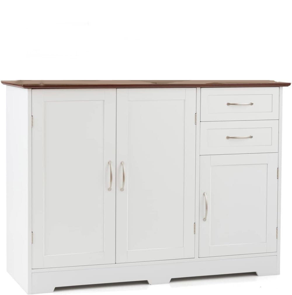 Buffet de cuisine avec 2 placards à portes 2 tiroirs blanc 100x40x78cm