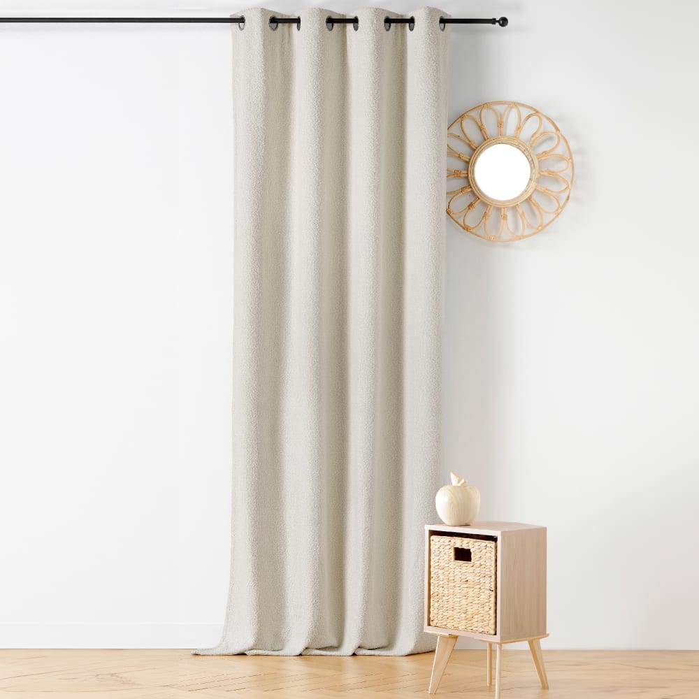 Linder Rideau thermique à oeillets - effet bouclé polyester blanc 140x260 cm style contemporain - Pes - Polyester