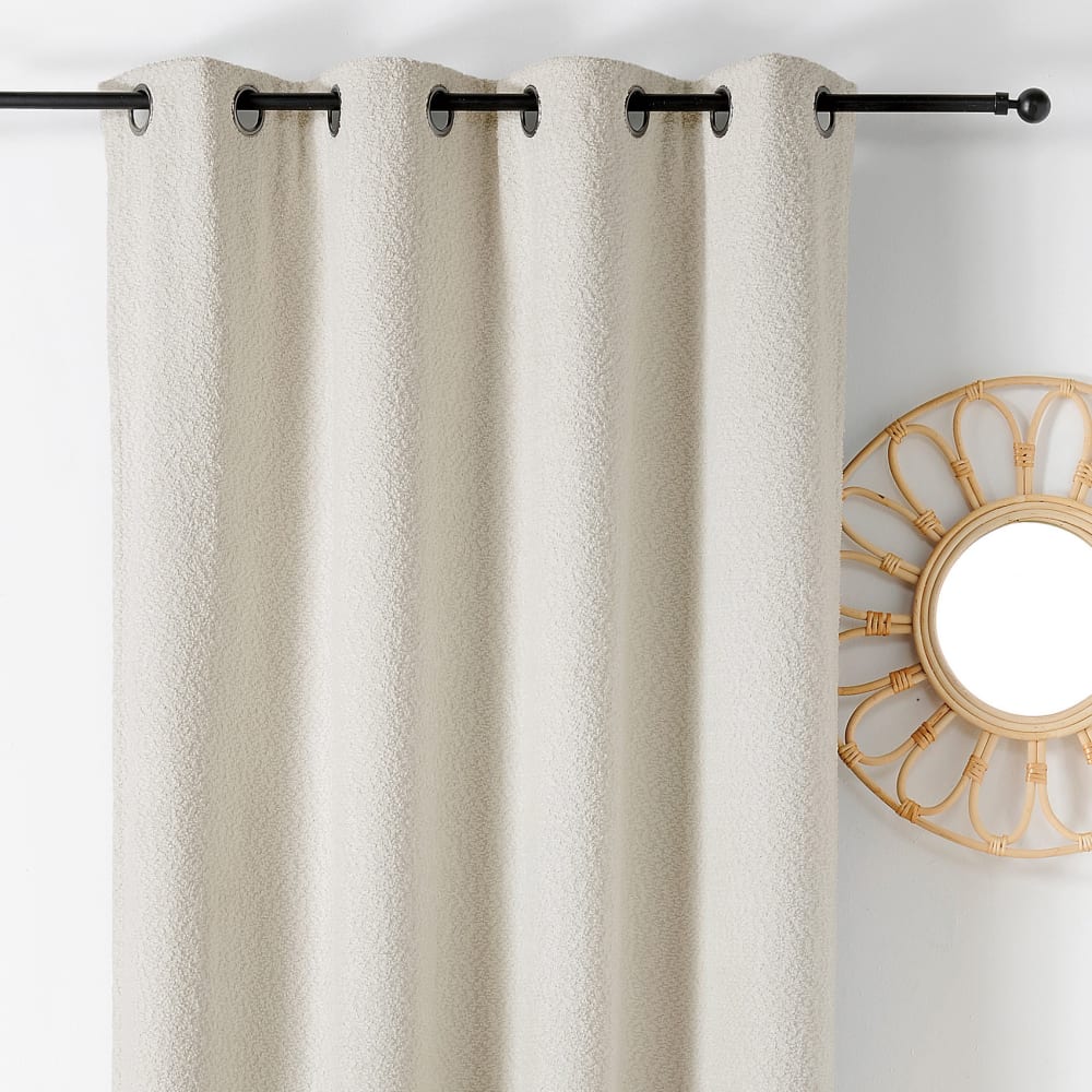 Rideau thermique à oeillets - effet bouclé polyester blanc 140x260 cm - Maisons du Monde