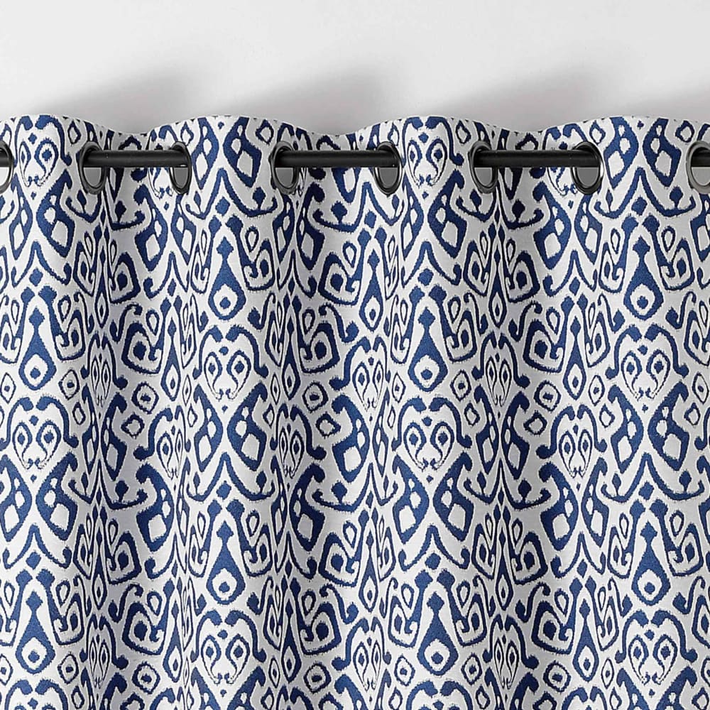 Rideau imprimé en fils upcyclés coton/polyester bleu 140x240 cm — vue 3