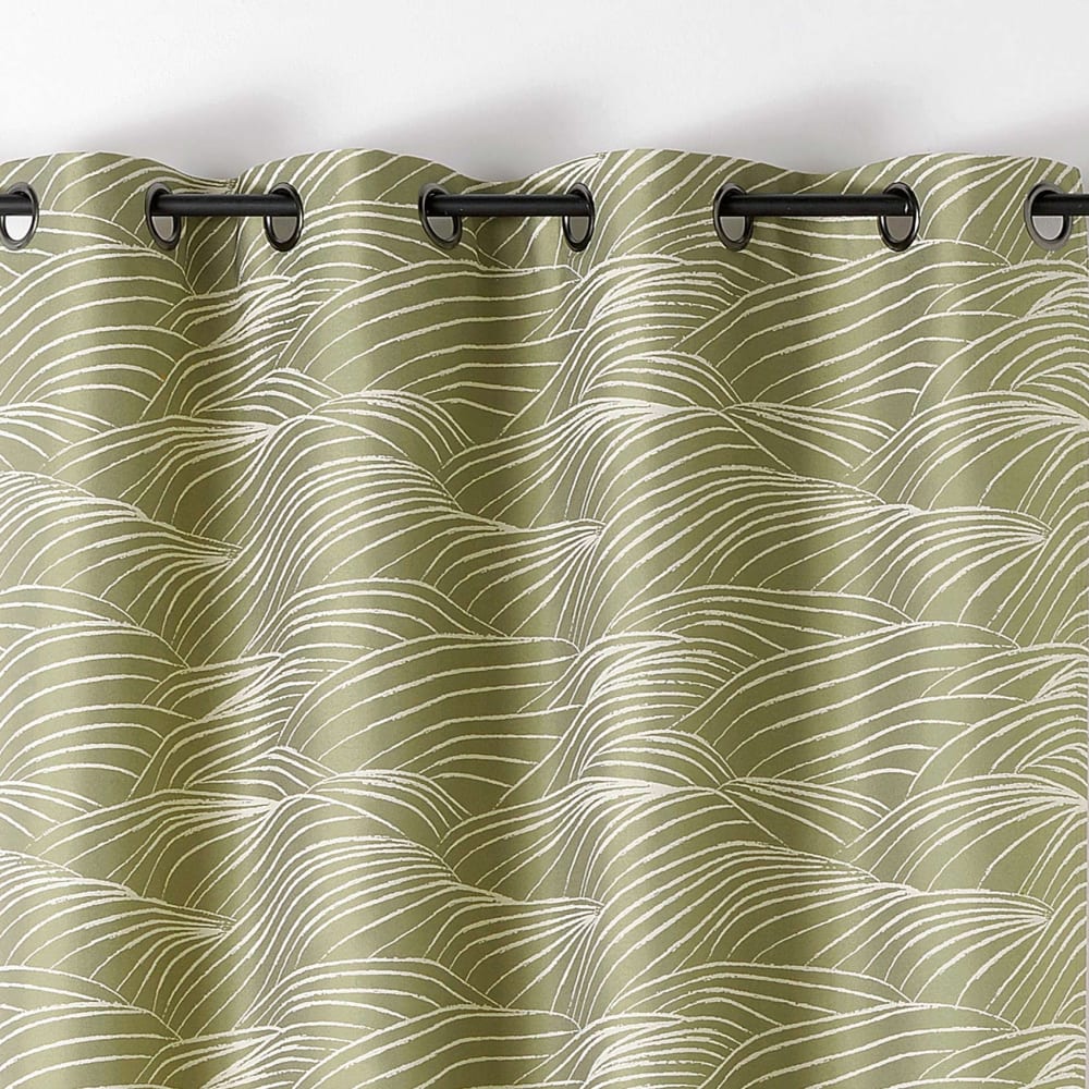 Rideau motifs coteaux de vigne coton/polyester vert olive 140x240 cm — vue 3