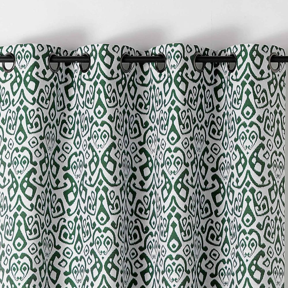 Rideau imprimé en fils upcyclés coton/polyester vert emeraude 140x240 — vue 3