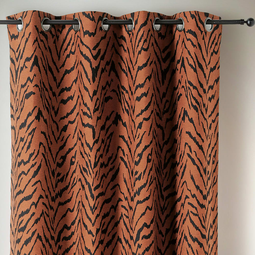 Rideau à oeillets tigre coton/polyester terracotta 140x240 cm - Maisons du Monde