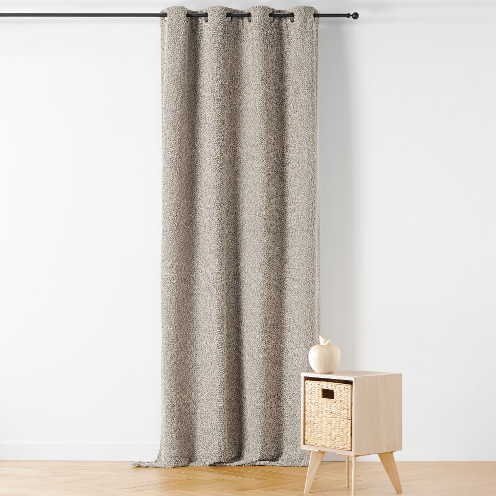 Linder Rideau thermique à oeillets - effet bouclé polyester beige 140x260 cm style contemporain - Pes - Polyester