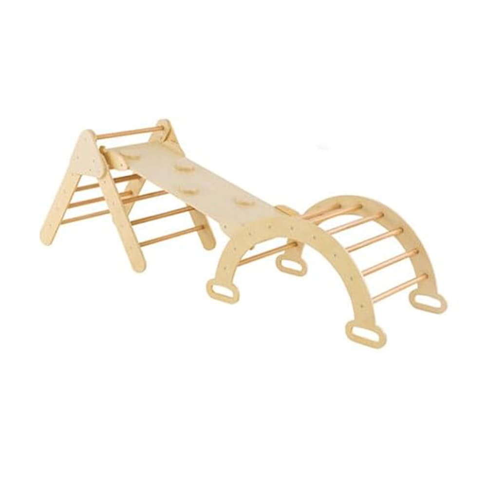Giantex - 7 en 1 triangle arche montessori d'escalade naturel 98.5*40*7.5cm